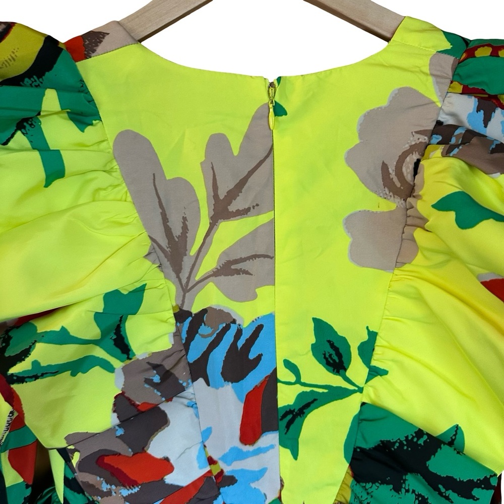 NWT Christopher John Rogers for Target Yellow Floral Long Sleeve Ruffle Dress 2 - Picture 8 of 15